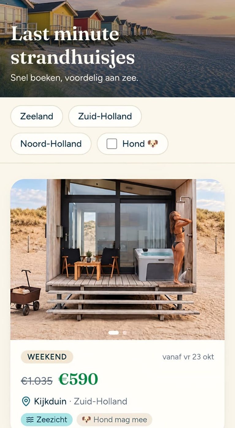 Last minutes strandhuisjes Nederland